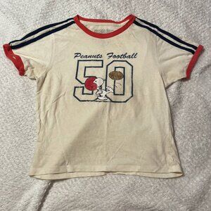 Peanuts Snoopy Football Cream and Red Ringer Tee